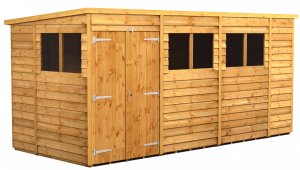 Power 14x6 Pent Garden Shed Overlap - Double Door